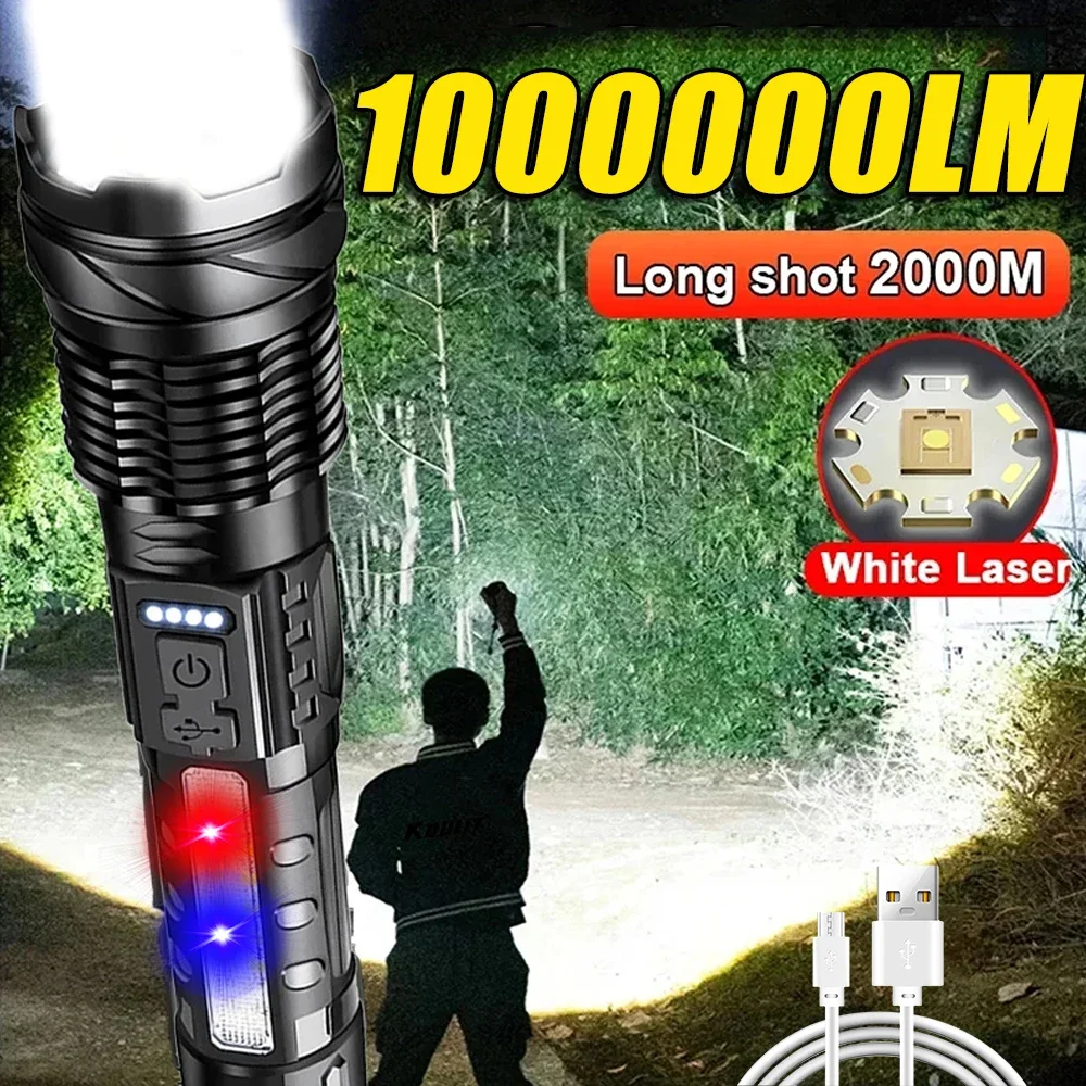 Outdoor Camping And Fishing - Lampe de poche LED puissante, Rechargeable,