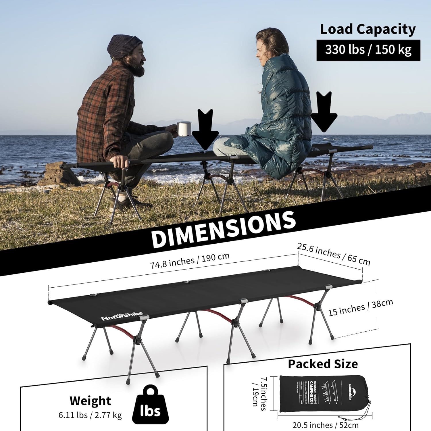 Lit de camping pliable Natureh - Outdoor Camping Cot avis et prix