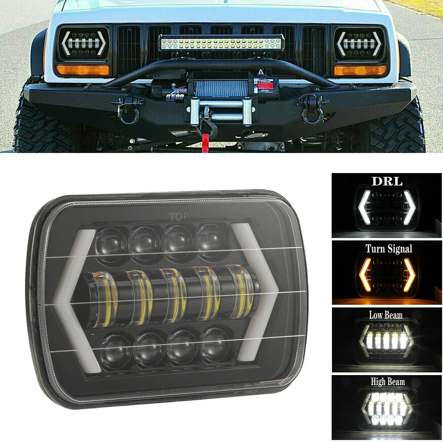 Phare LED carré 7x6 5x7 pouces - Outdoor Camping Jeep avis et prix